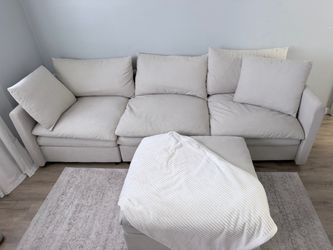 Txtin's Cloud Couches for Living Room L Shaped Sectional Couch with Ottoman Deep Plush 4 Seats Sofa, Beige