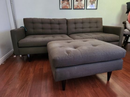 Crate & Barrel Couch with Ottoman