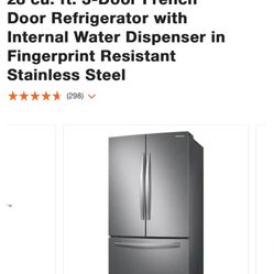 Samsung 28 cu. ft. 3-Door French Door Refrigerator with Internal Water Dispenser in Fingerprint Resistant Stainless Steel