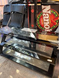 Z Line Black Glass 3-Tier TV Stand