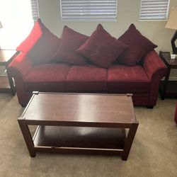 Maroon Pillow Back Couch Sofa