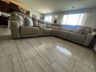 5 piece Sectional beige leather