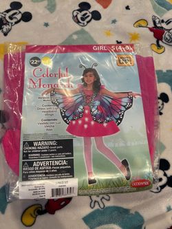 COLORFUL BUTTERFLY LIGHTS UP GIRLS COSTUME SIZE S 4-6