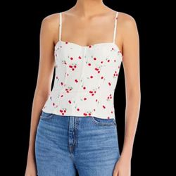 White Corset Top With Cherry 🍒 Pattern 
