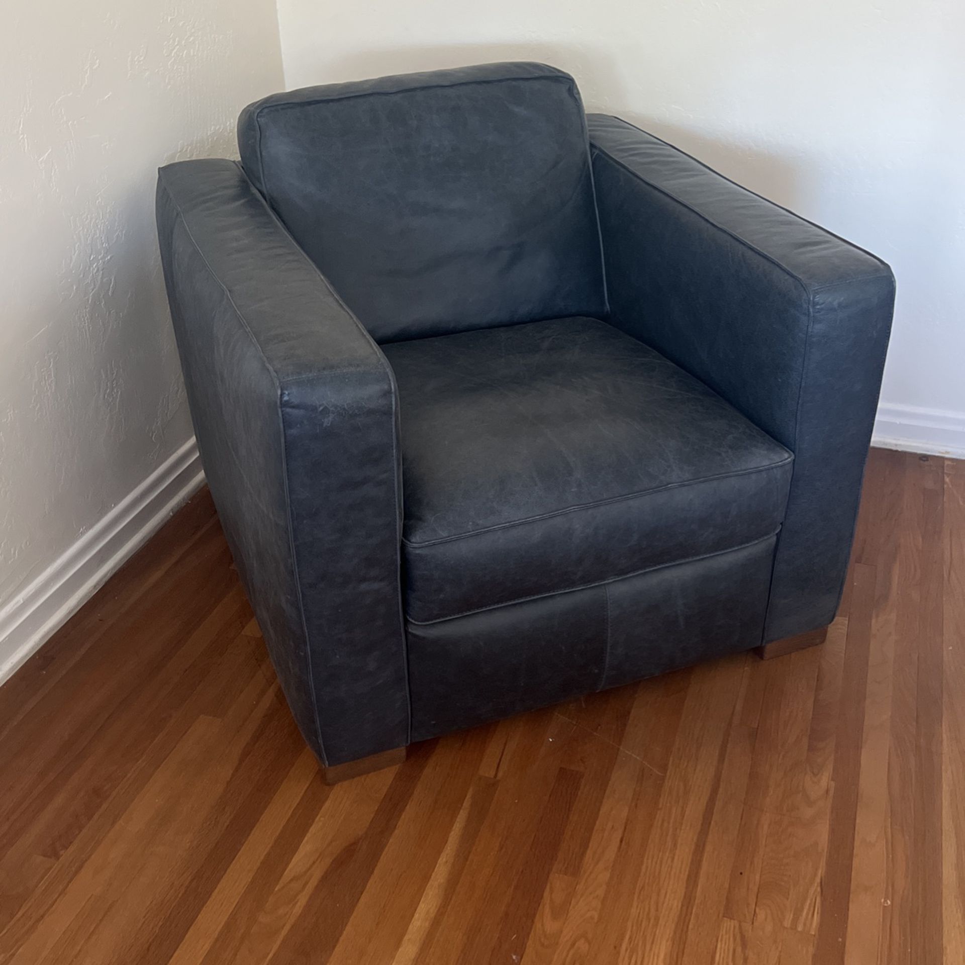 Dark Blue Leather Chair
