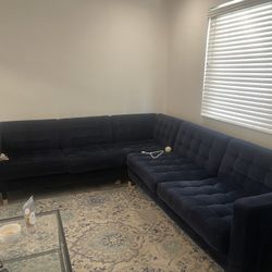 Blue Velvet Corner Couch