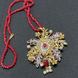 Beautiful Red Color Bead Necklace 