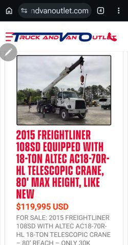 READY 2015 FREIGHTLINER 80FT CRANE TRUCK