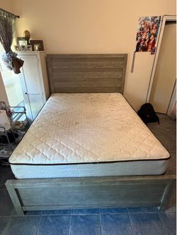 Bed Frame Queen Size and Dresser with Mirror