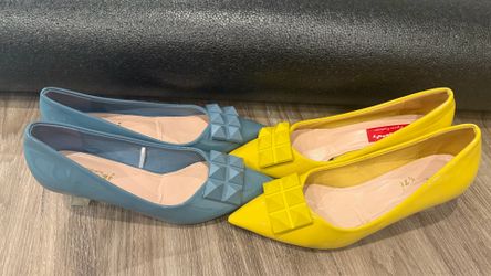 New Women’s Pointed Toe Pumps – Yellow & Blue – Size  US Women 6 – $35 Each or $70 for both