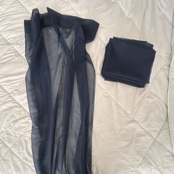 Set of 6 Navy Blue Sheer Curtains – 63” Length