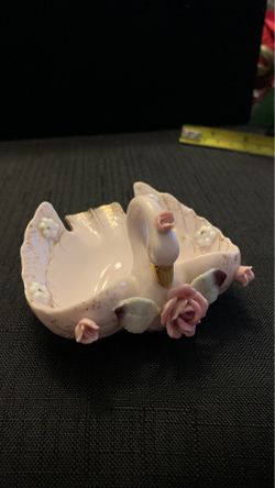 Vintage lefton china swan hand-painted