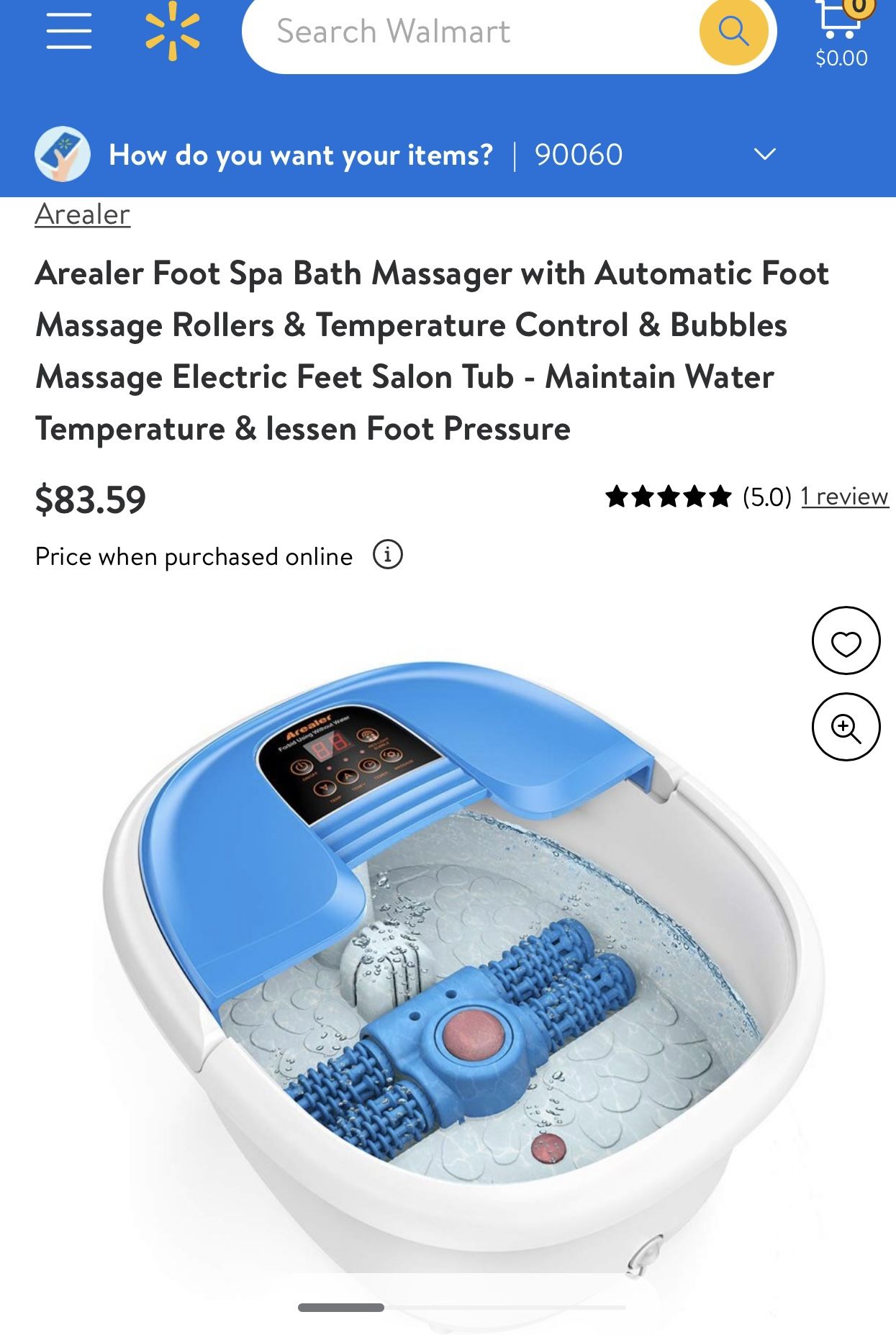 Arealer Foot Spa Bath Massager with Automatic Foot Massage Rollers & Temperature Control & Bubbles Massage Electric Feet Salon Tub - Maintain Water Te