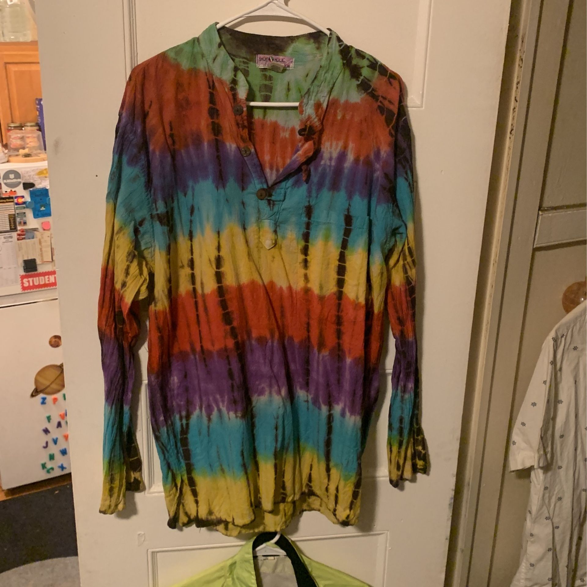 Rasta/Hippie Linen Tie Dye Long sleeve Shirt