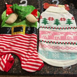 Set Of 2 Large Christmas Dog Sweaters