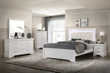 Furniture Sale - New in Box 5 Pieces Bedroom Set: Queen Bed Frame, Dresser, Mirror, Chest, 1 Night Stand