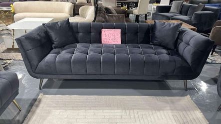 NEW SOFA CHARCOAL VELVET 90x38