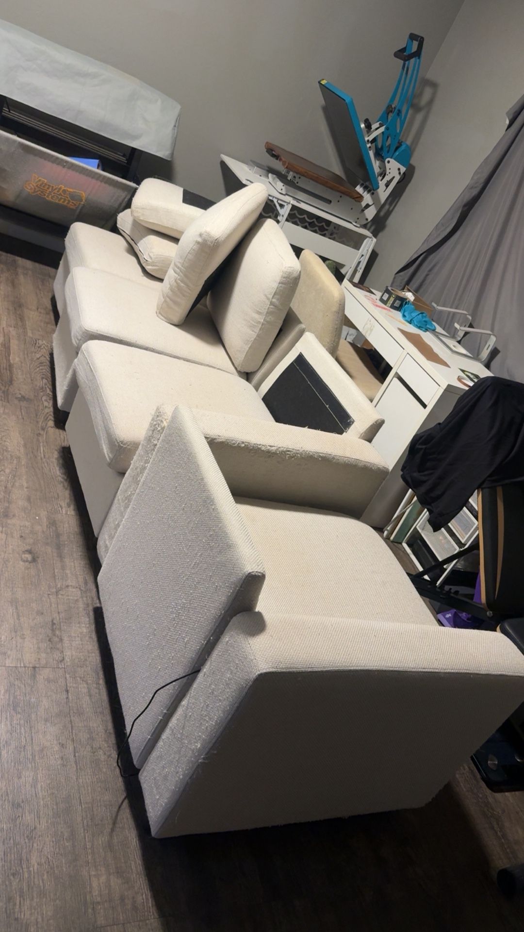 VINGLI 108" Beige Modular Sectional Sofa with Storage and USB Chargers