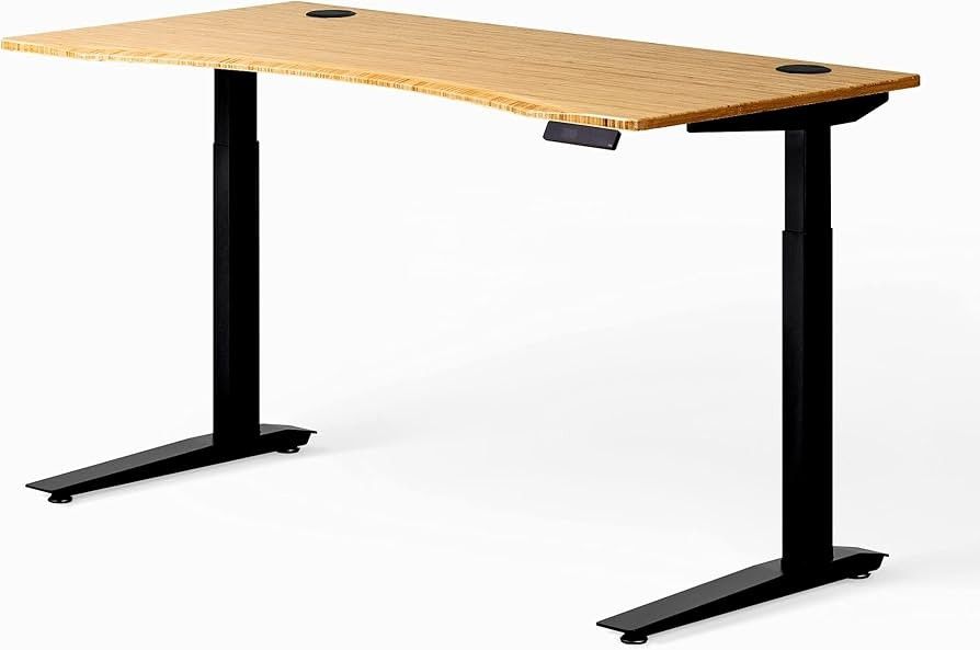 Jarvis Bamboo Adjustable-Height Desk – 72"x30" (Black Frame)