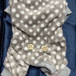 Adorable Kyeese Dog Pajamas Soft Grey With White Polka Dots Size Small Thumbnail