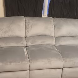 Nice Light Gray Velvet Recliner  Couch