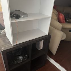2  2ft Tall Small White Bookcases  One3ft Tall  Brown Medium Size