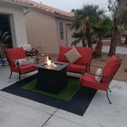 Patio Set Fire Pit And Furniture Set With Cushions