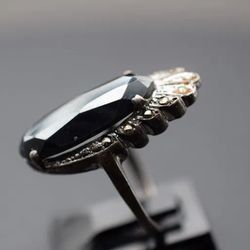 Hematite Marcasite Sterling Silver 925 Ring