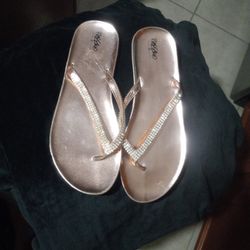 Ladies "ROSE" GOLD CASUAL SLIDES (Sz. 10) GENTLY WORN