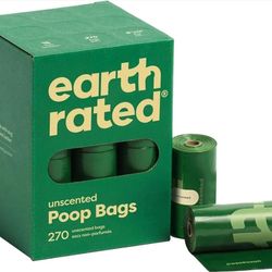 Earth Rated Poop Bags for Dogs, Guaranteed Leak Proof and Extra Thick Waste Bag Refill Rolls, Unscented, 270 Bags