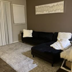 L-shaped. Very Soft And Comfortable Sofa And Two Large Pillows