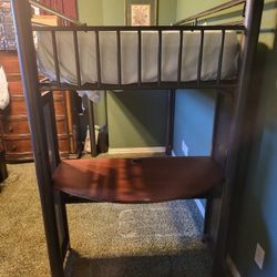 Metal Loft Bed with DESK & New Mattress