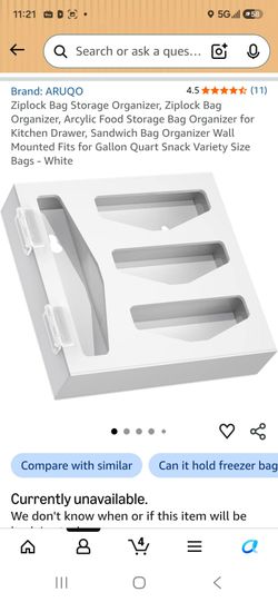 ARUQO Acrylic Ziplock Bag Storage Organizer – White