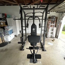 Vesta Fitness Smith Machine 1001 w/Bench Attachment | 245lb Cast Iron Olympic Weights | 7ft Olympic Bar | Fitness | Gym Equipment | FREE DELIVERY 🚚 