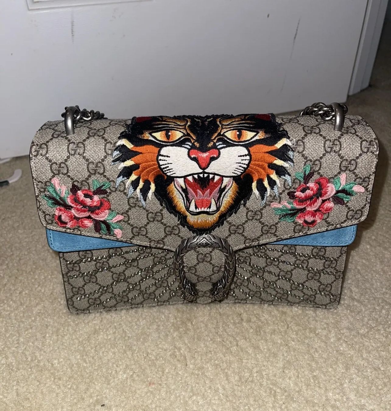 GUCCI GG Supreme Angry Cat Embroidered
