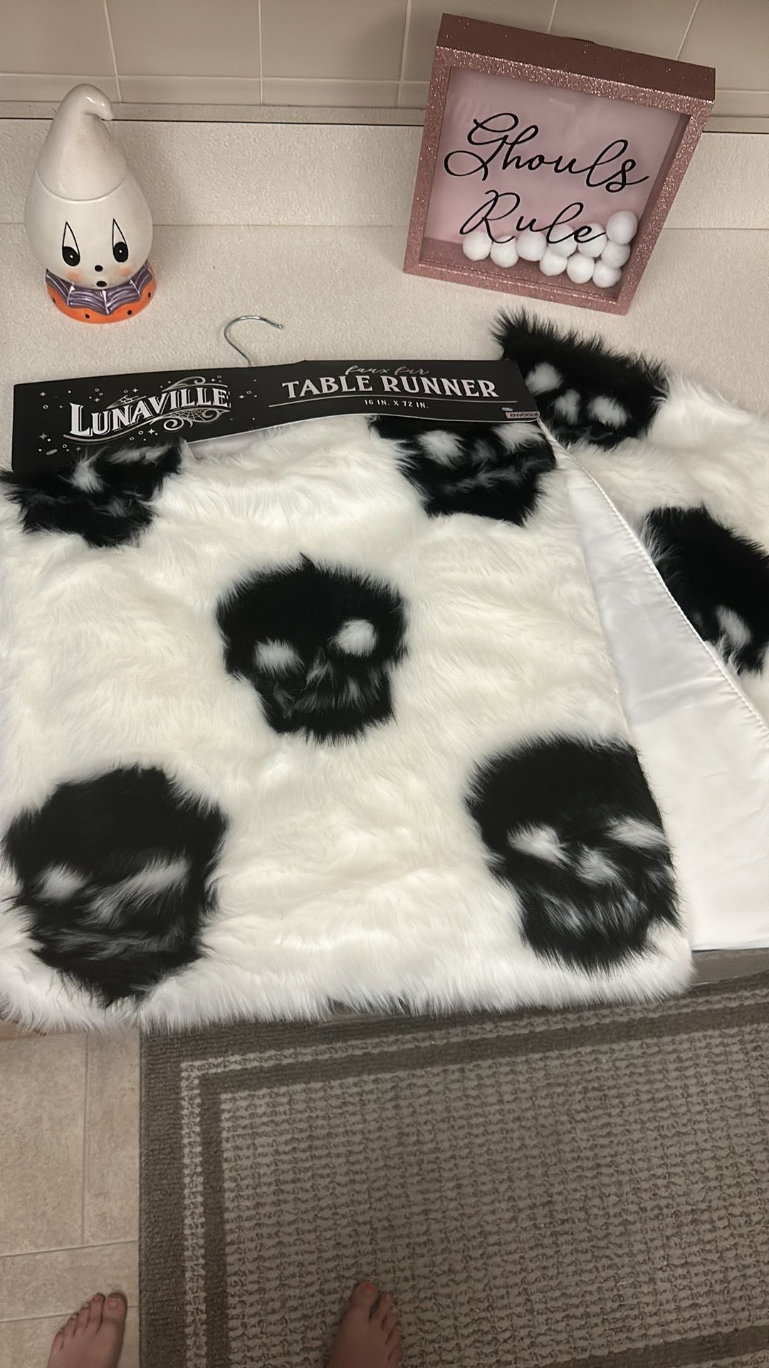 Faux Fur Skeleton Table Runner