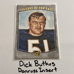 Dick Butkus Chicago Bears Hall of Fame LB Donruss Short Print Insert Card. 
