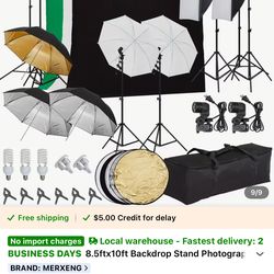 8.5ftx10ft Backdrop Stand Photography Lighting Kit - 5 Tripod Stands, Umbrella Softbox, Continuous Lighting, Photo Studio Equipment for Portrait Produ