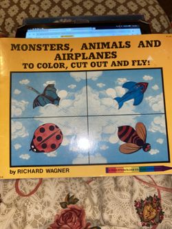 Monsters,Animals and airplanes to color cut out and fly boom