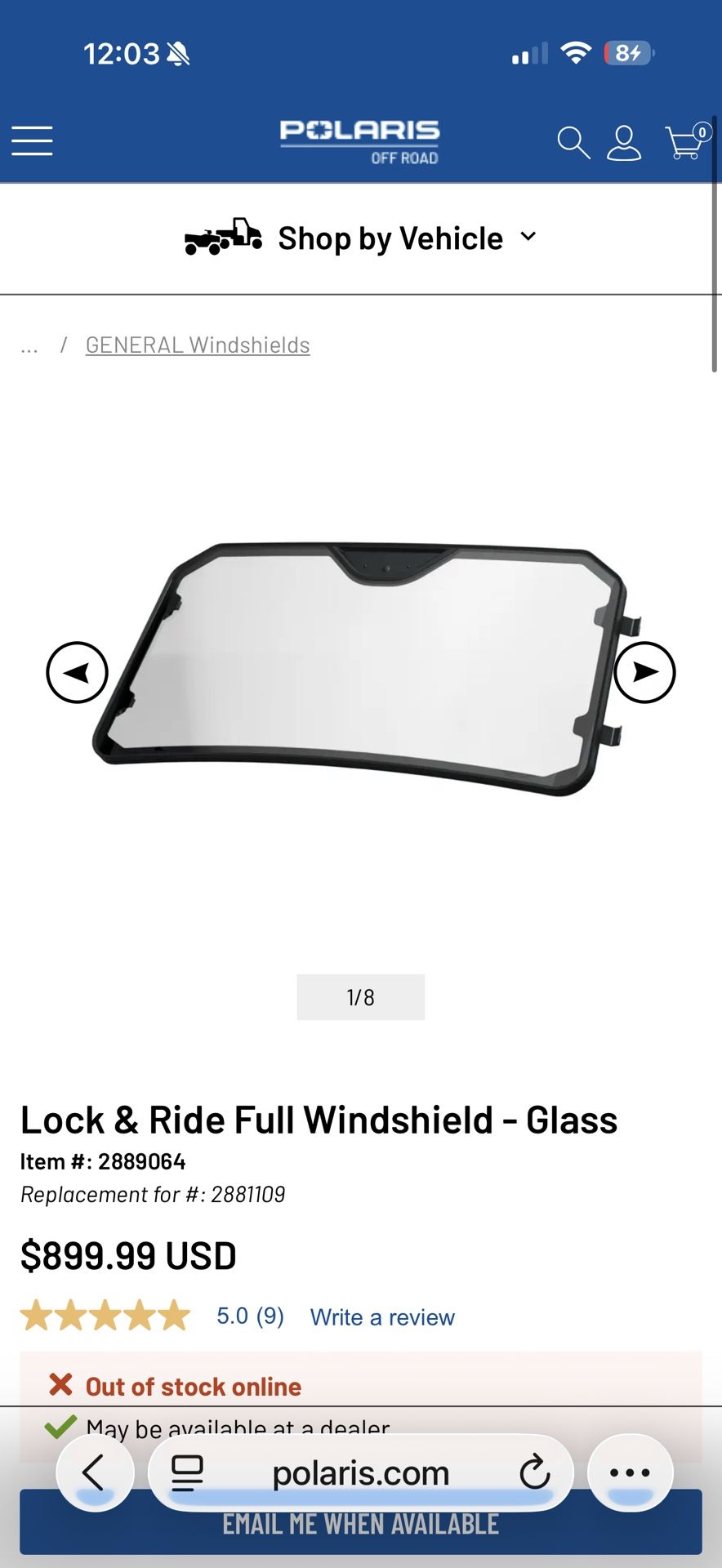 Polaris General XP 1000 Front Windshield OEM