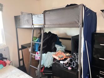 Metal Loft Bed Frame with Ladder