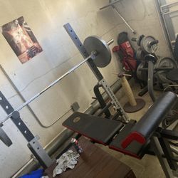 Golds Gym Weight Set Bench Bar Weights Weight Stand  