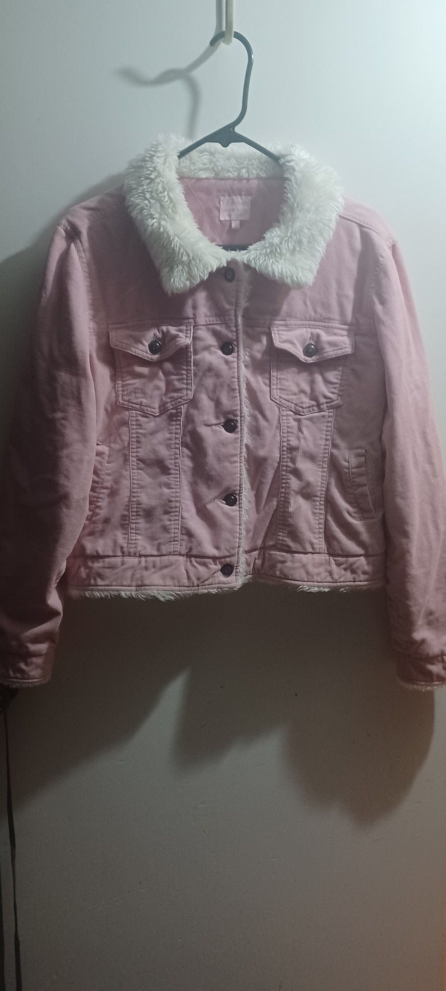 C'est Toi Ladies Pink Corduroy Jacket With Sherpa