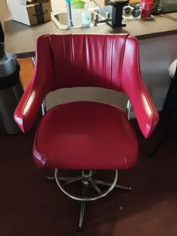 Antique red bar stool