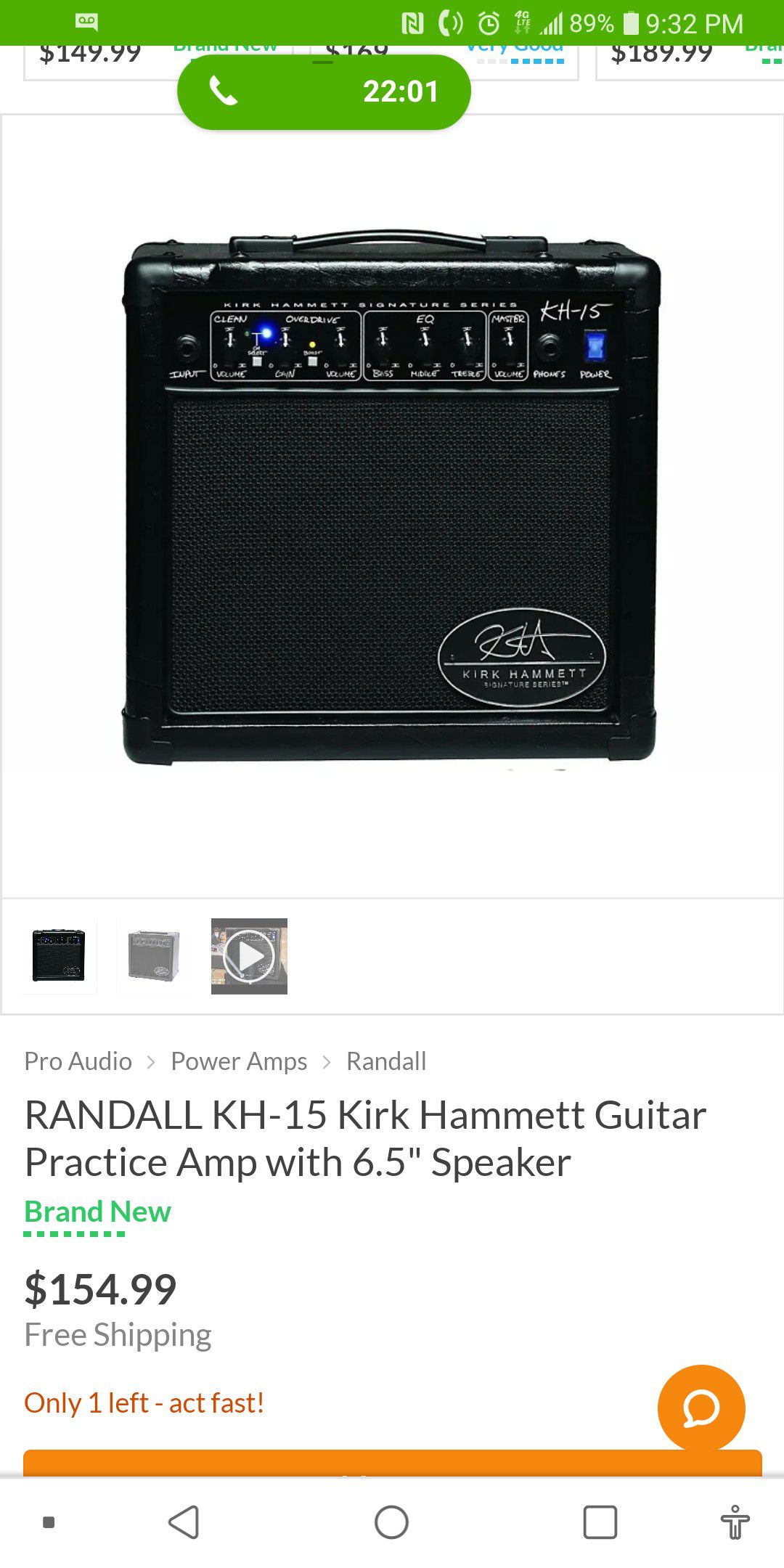 Randall Kirk Hammet Signature Series KH15 Combo Amp