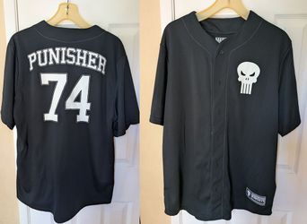 Large (42/44) men's Marvel Punisher 74 button down baseball jersey shirt