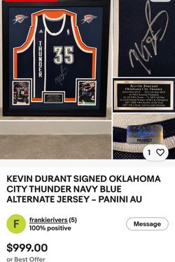 Kevin Durant Signed OKC Thunder Framed Jersey