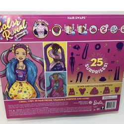 Barbie Color Reveal Glitter! Hair Swaps Doll, Glittery Pink with 25 Surprises