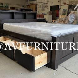 Full Bed W 3 Drawers And Memory Foam Mattress 
