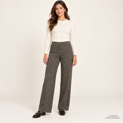 Liverpool Kelsey Herringbone Wide Leg Pants 2/26 Black Tan Dark Academia